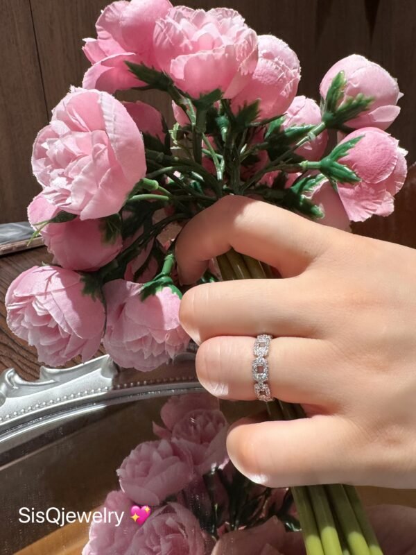 S925 Sterling Silver Minimalist Classic Openwork Solid Chain Ring