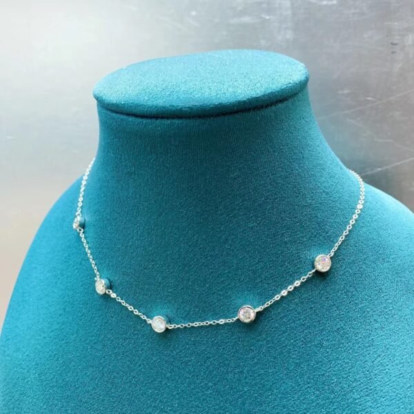 S925 Sterling Silver Minimalist Versatile Moissanite Bubble Pendant Necklace with Star Accents