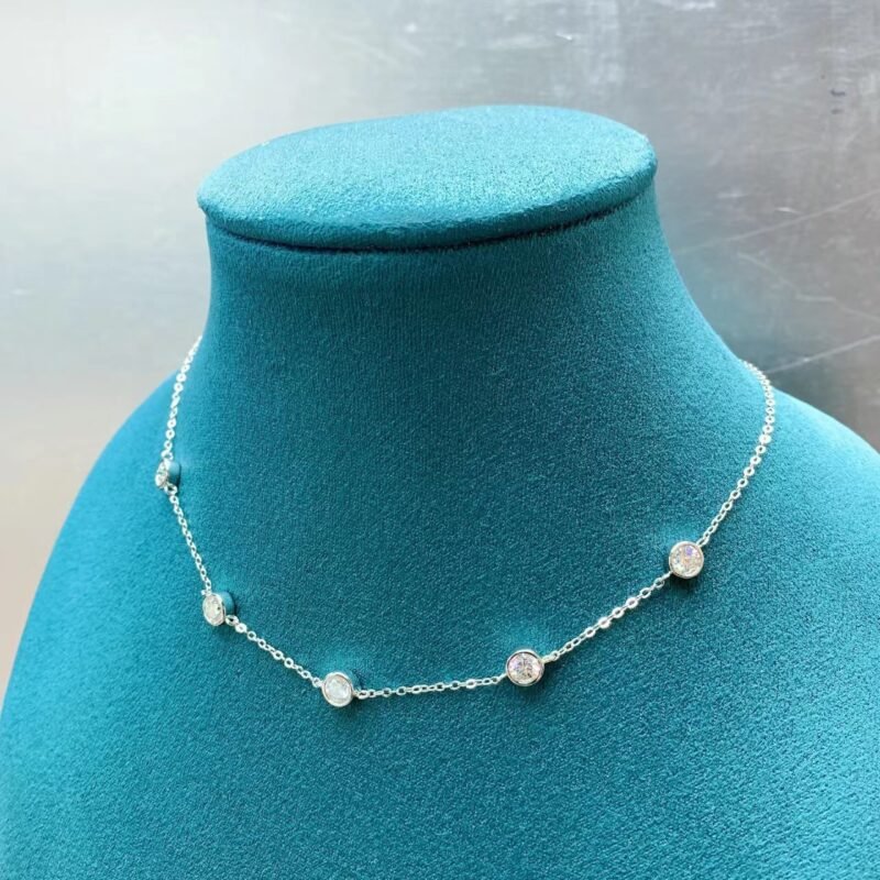S925 Sterling Silver Minimalist Versatile Moissanite Bubble Pendant Necklace with Star Accents