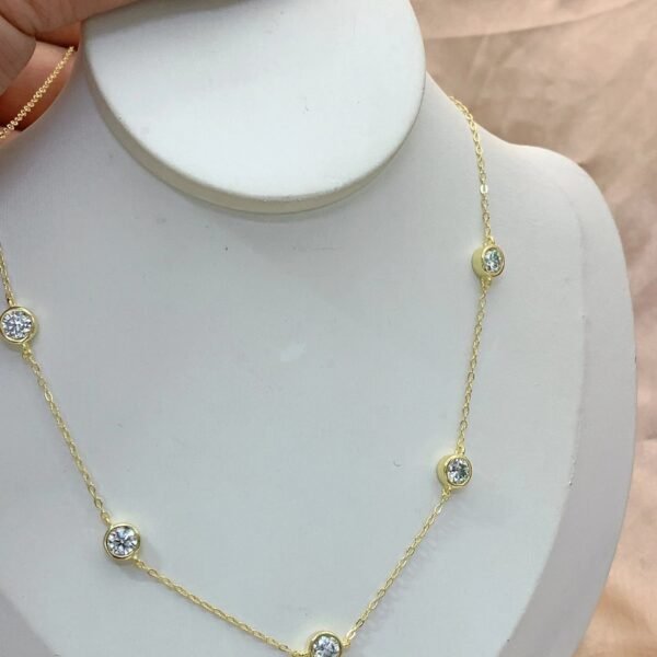 S925 Sterling Silver Minimalist Versatile Moissanite Bubble Pendant Necklace with Star Accents - Image 4