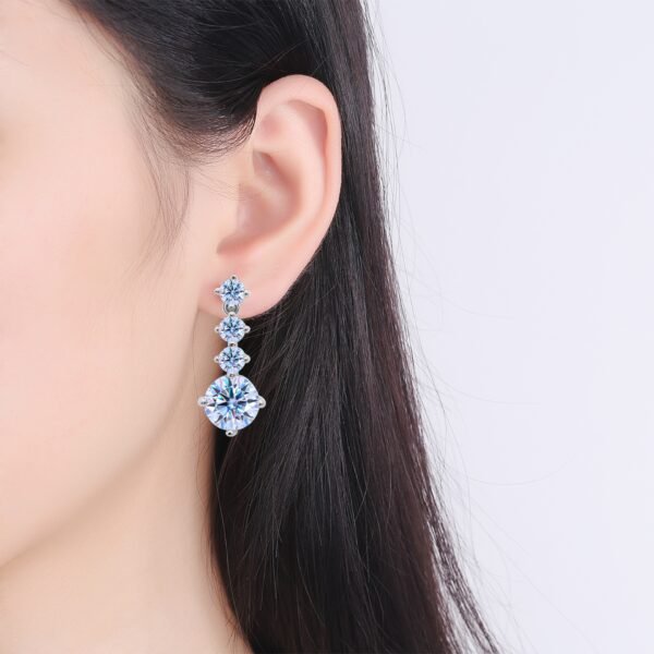 S925 Sterling Silver Moissanite "Beating Heart" Circular Earrings for Women - Image 2