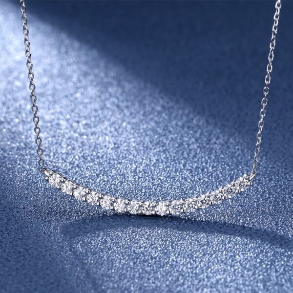 S925 Sterling Silver Minimalist Smiley Pendant Moissanite Necklace for Women