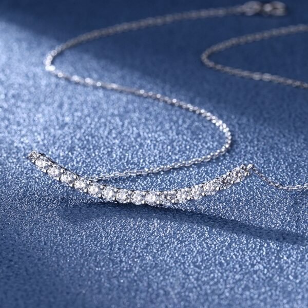 S925 Sterling Silver Minimalist Smiley Pendant Moissanite Necklace for Women - Image 4