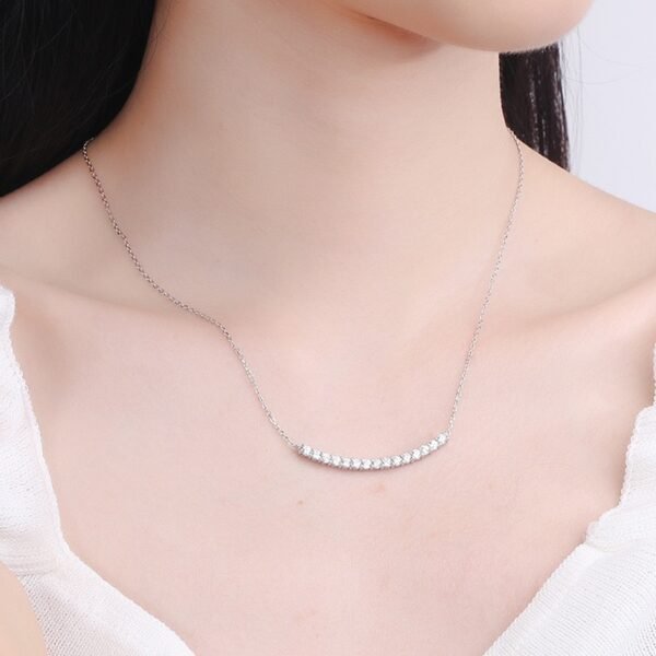 S925 Sterling Silver Minimalist Smiley Pendant Moissanite Necklace for Women - Image 2