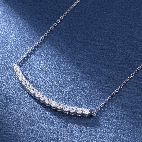 S925 Sterling Silver Minimalist Smiley Pendant Moissanite Necklace for Women - Image 3