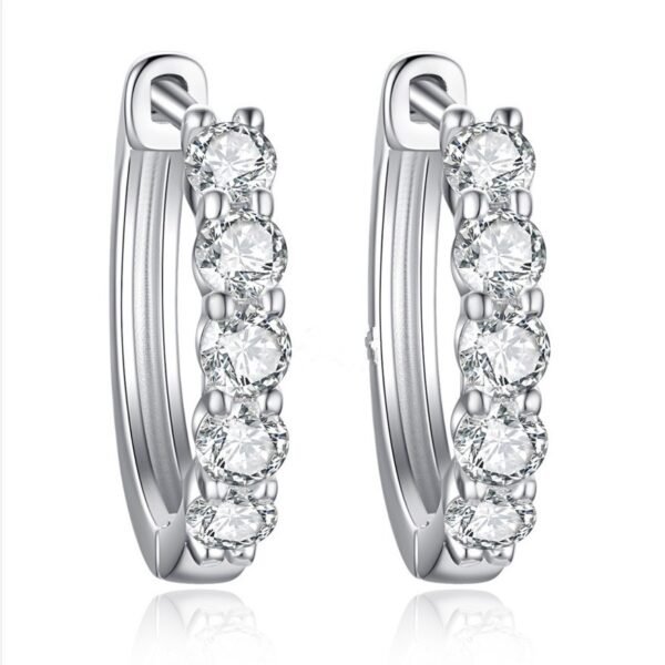 S925 Sterling Silver Moissanite Huggie Earrings with Circular Row of Diamonds | Elegant (S925）