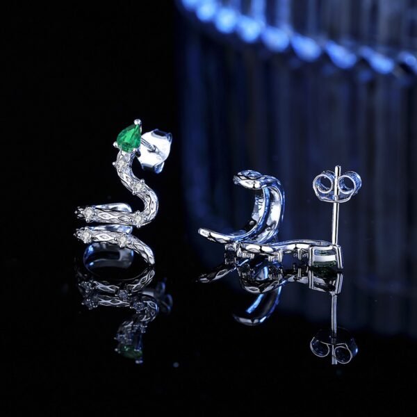 New S925 Sterling Silver Teardrop Serpent Stud Earrings | Trendy & Versatile Snake Design - Image 3