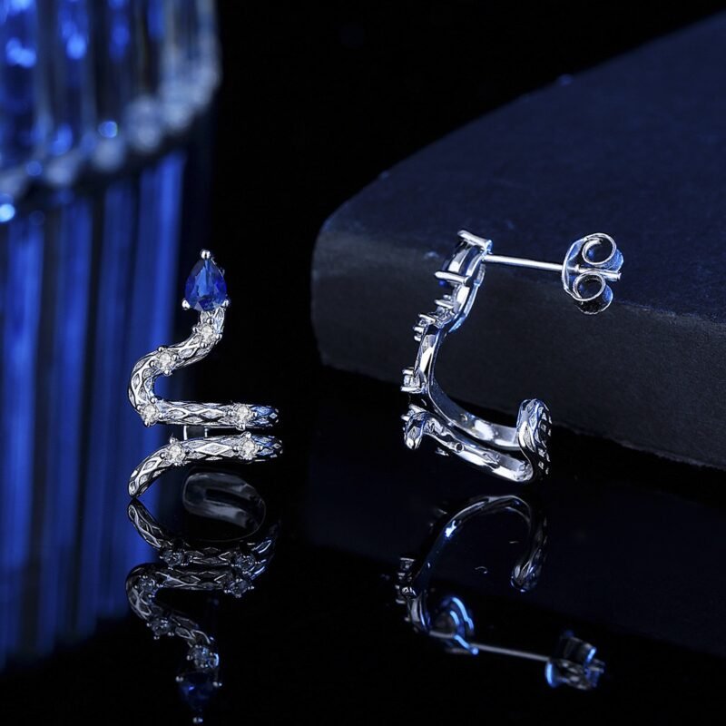 New S925 Sterling Silver Teardrop Serpent Stud Earrings | Trendy & Versatile Snake Design