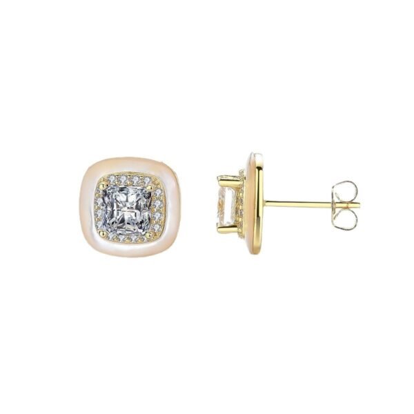 Princess Cut Moissanite Stud Earrings in S925 Sterling Silver, Minimalist Luxury - Image 4