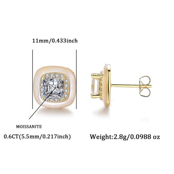 Princess Cut Moissanite Stud Earrings in S925 Sterling Silver, Minimalist Luxury - Image 6