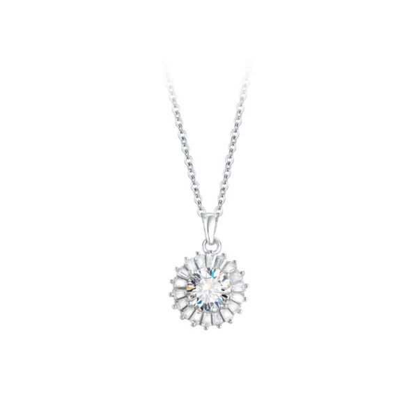 Delicate Flower Pendant Necklace in 925 Silver with Moissanite | Minimalist Collar Chain - Image 4