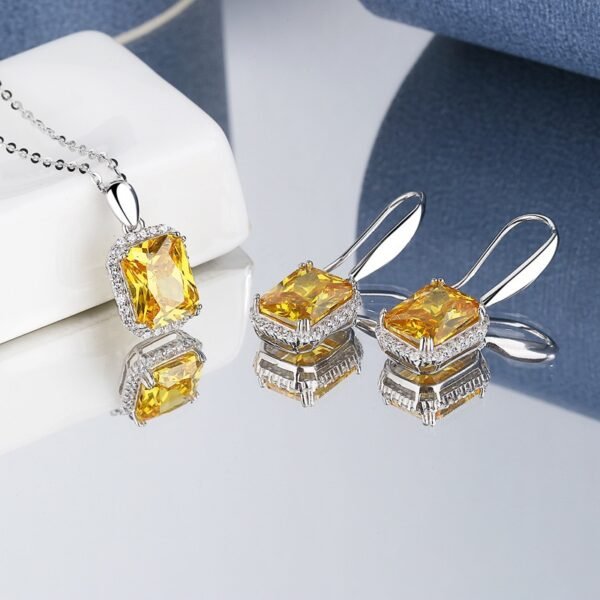 S925 Silver CZ and Gemstone Jewelry Set - Image 3