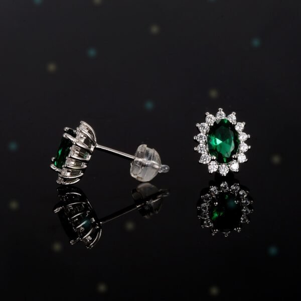 S925 Sterling Silver Jewelry Set: Moissanite & Emerald Necklace, Sunflower Earrings, Open Ring - Image 8